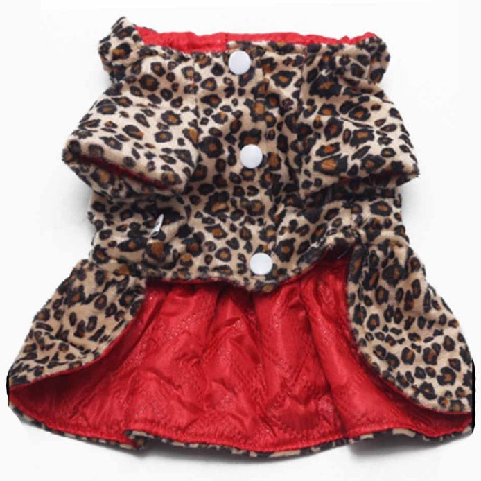Pet Clothes Leopard Print Double-sided Dress
