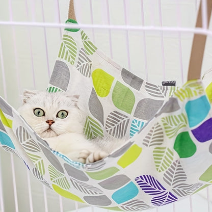 Pet Cotton Hemp Cat Printed Hammock Breathable Swing Hanging Nest Multi-color