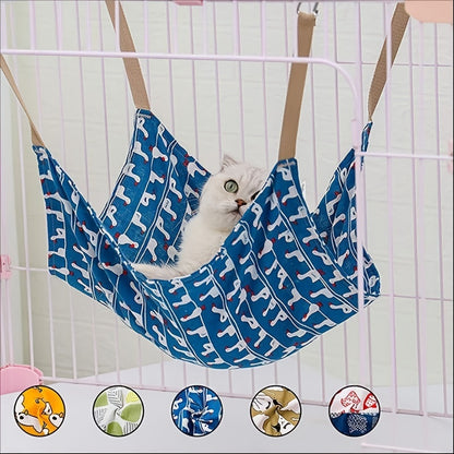Pet Cotton Hemp Cat Printed Hammock Breathable Swing Hanging Nest Multi-color